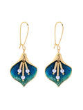 Gold&Blue Flower Pearl Earrings
