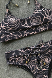 Flower Pattern Belt Swimsuit