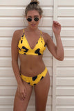 Yellow Leopard Print Sexy Swimsuit