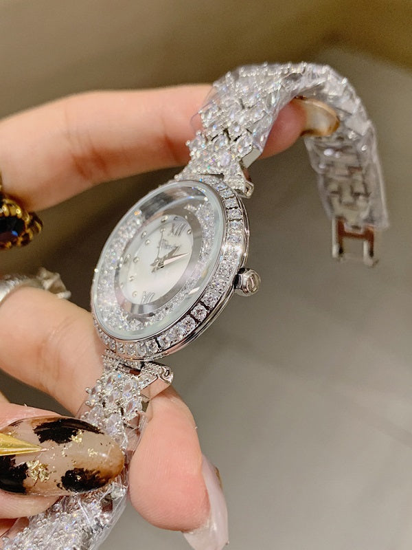 Women's Watch Classic Durable Crystal Quicksand Large Dial Diamond Strap elegant Watch
