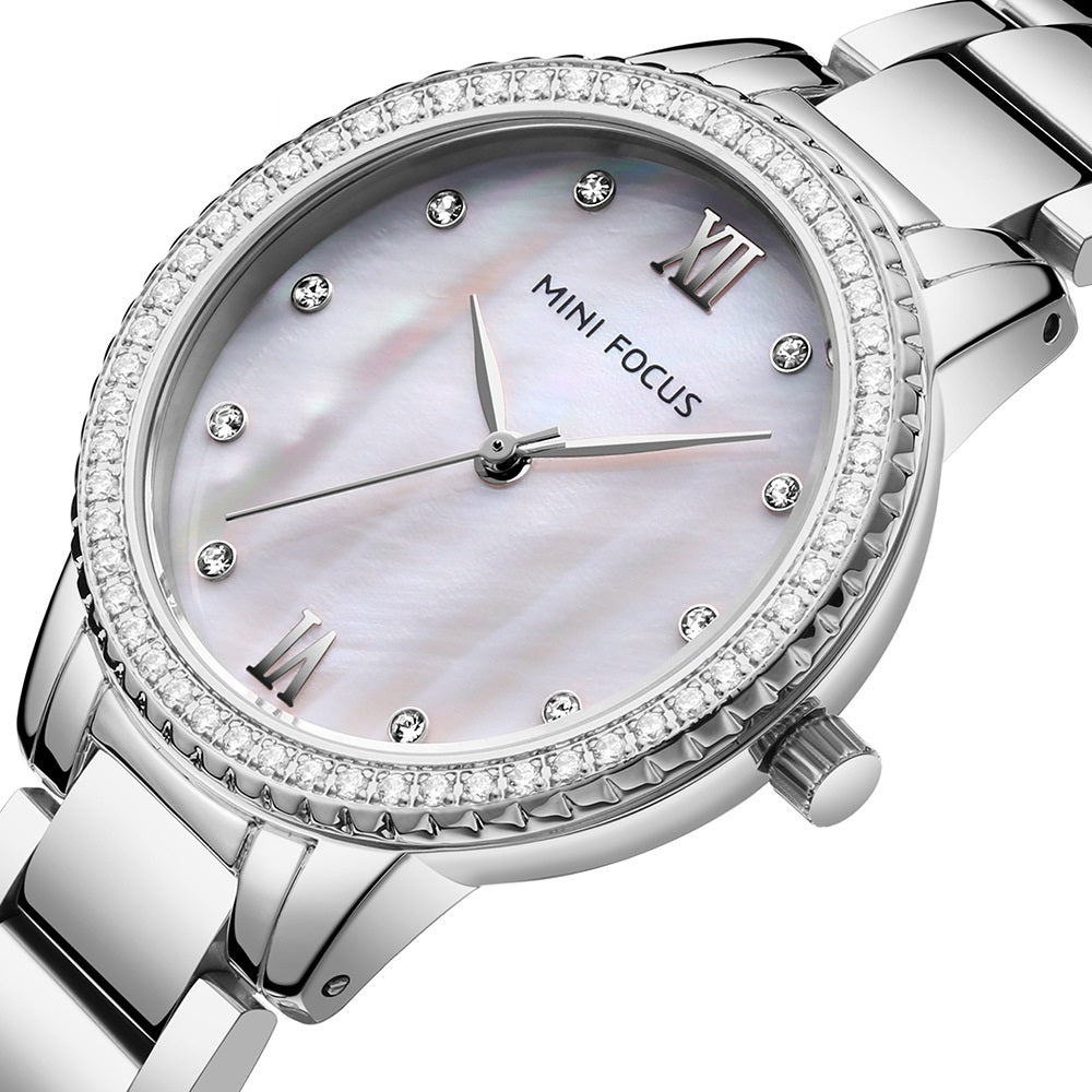 Fashion luxury set diamond shell fish mother steel belt waterproof quartz watch women watch