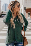 Green Textured V Neck Pullover Sweater