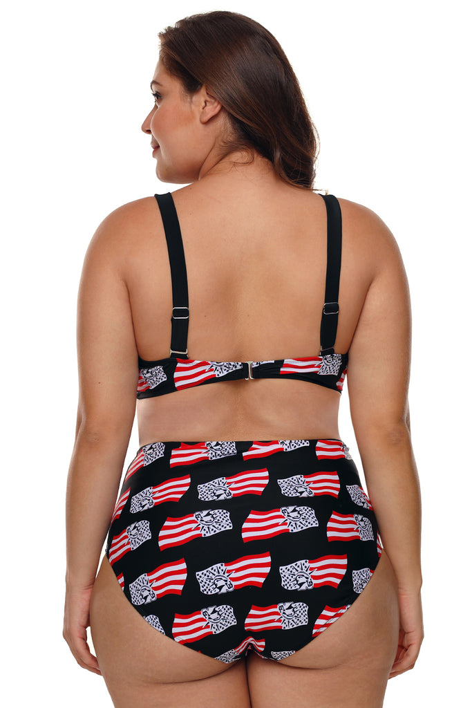 Statue of Liberty American Flag High Waisted Swimsuit