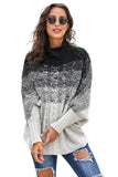 Black Ombre Thick Knit Poncho Style Sweater