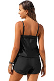 Black Casual Romper Style One-piece Swimsuit