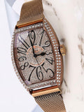 Women's Watch Retro Barrel-shaped Full Rhinestone Milan strap elegant watch