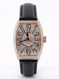 Women's Watch vintage wine barrel shape full rhinestone dial leather strap elegant watch