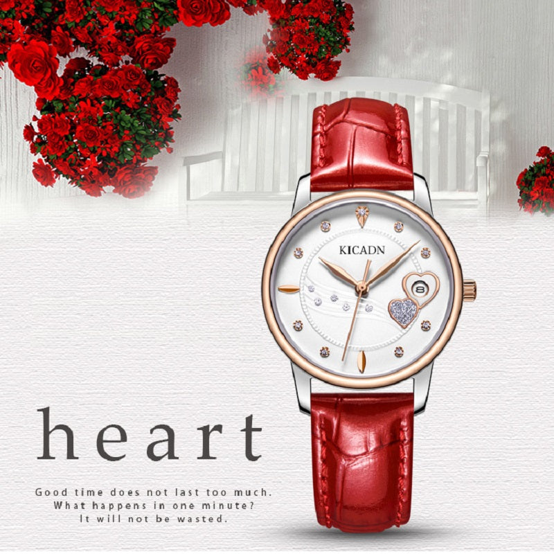 Stylish Heart-shaped Calendar Women's Watch