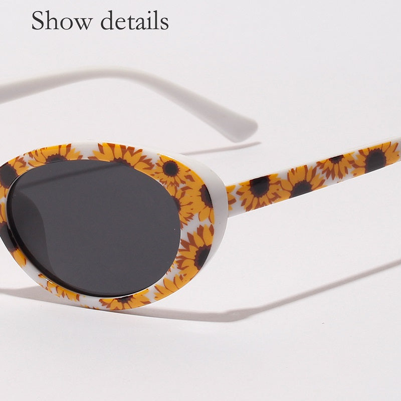 Flower Pattern Oval Sunglasses