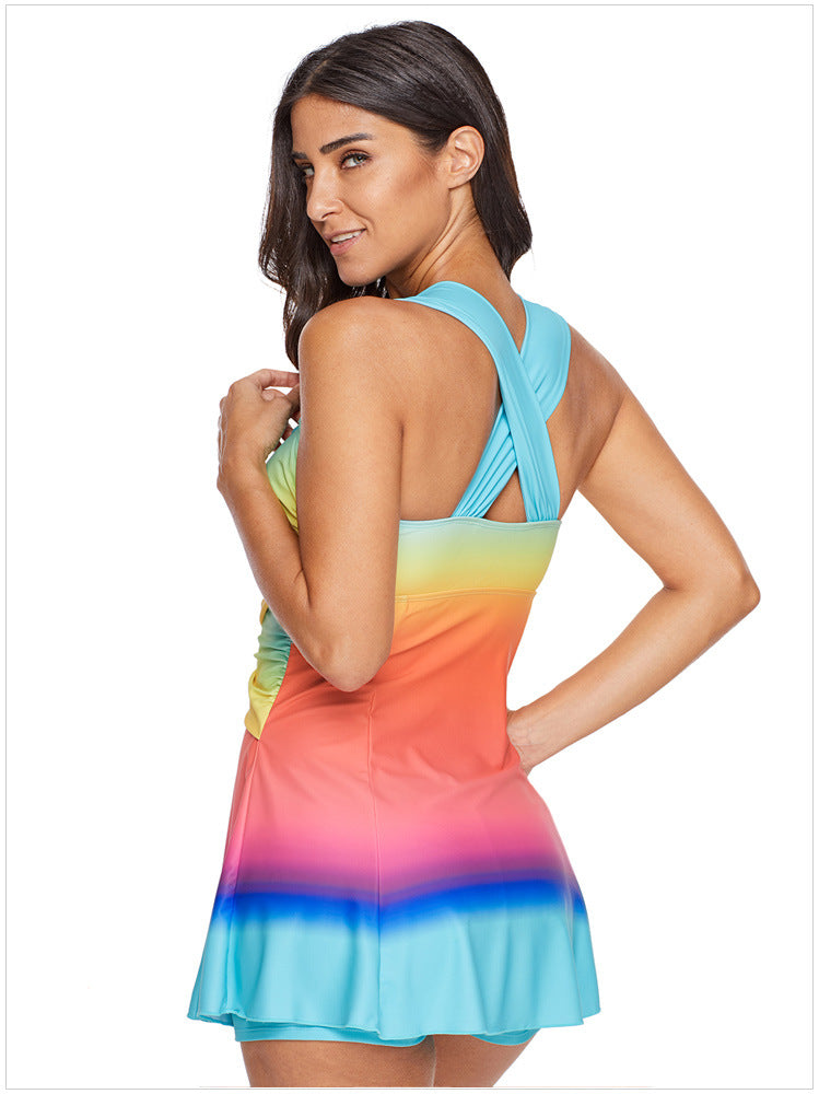 Color-changing conservative cover belly swimsuit