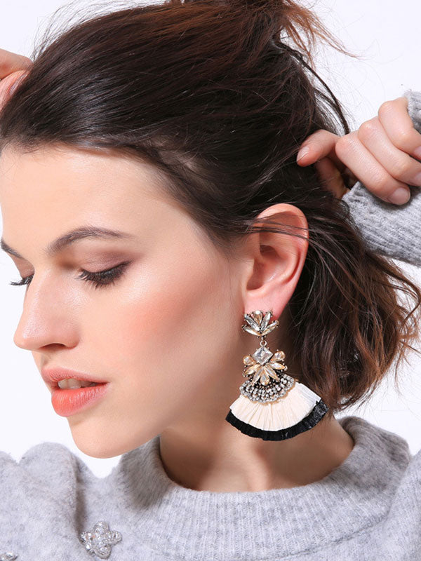 Fan-shaped Flower Earrings