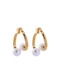 Gold Pearl Open Earrings
