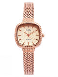 Women's Watch Rose gold square dial with drill simple quartz watch
