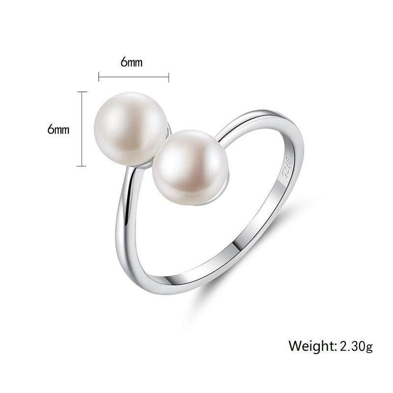 6mm Natural Pearl Adjustable Ring