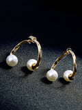 Gold Pearl Open Earrings