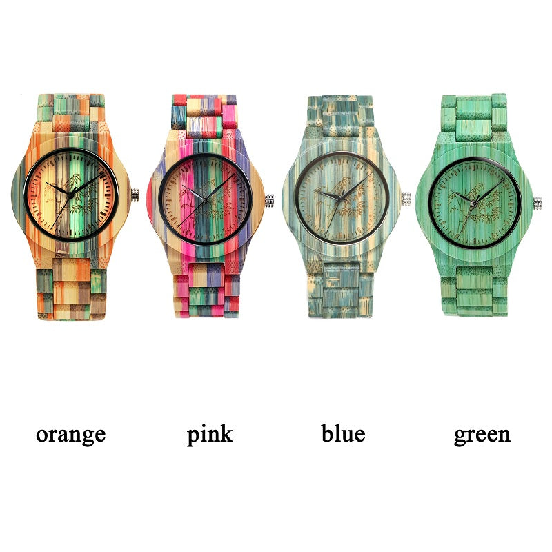 Colorful Strap Women's Wooden Watch