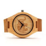 Elephant Pattern Dial Women's Wooden Watch