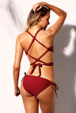 Red Convertible Wrap Bikini Two Piece Swimsuit