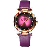 Rose Gold Frame Leather Strap Women's Watch