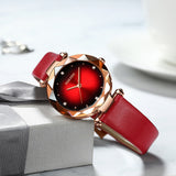 Rose Gold Frame Leather Strap Women's Watch