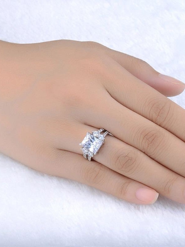 Zallure Rectangular High-grade Platinum Plated Ring