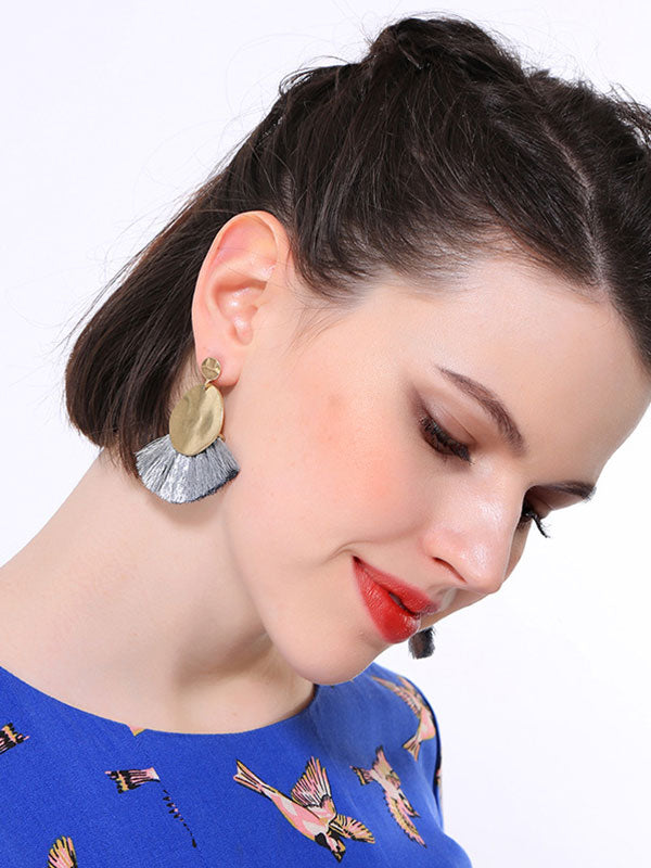 Bohemian Fan-shaped Fringed Earrings
