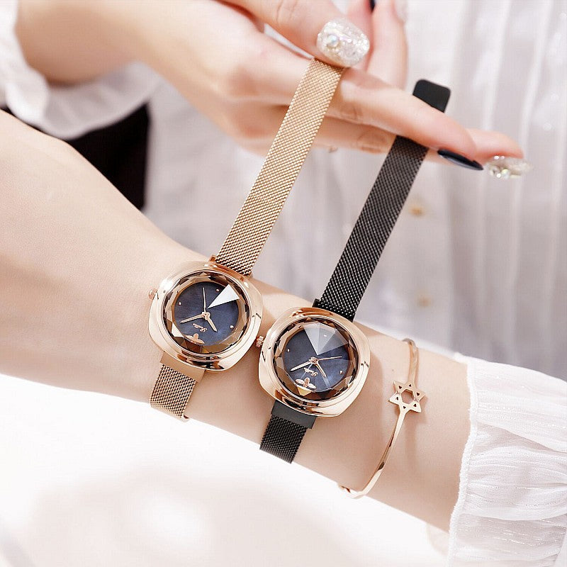 Women's Watch Bee Diamond Square Large Dial Milan Strap Elegant Watch