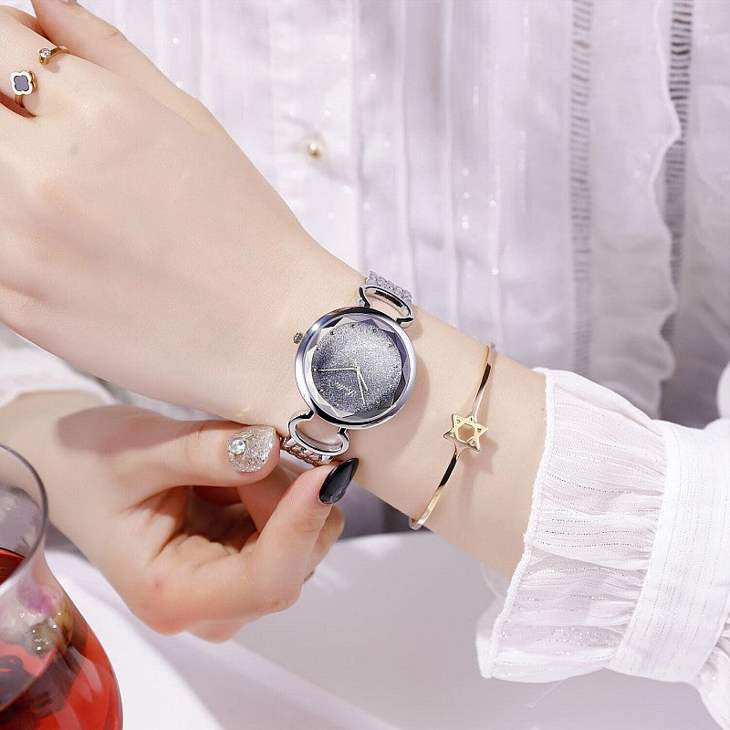 Women's Watch Round Diamond Gradient Dial Bracelet Simple Watch