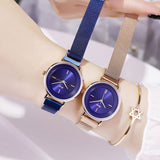 Women's Watch Rose gold printed round dial milan strap simple watch