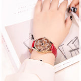 Women's Watch Love-shaped Hollow dial leather strap elegant watch