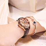 Women's Watch Love-shaped Hollow dial leather strap elegant watch