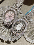Full Diamond Oval Stainless Steel Watch
