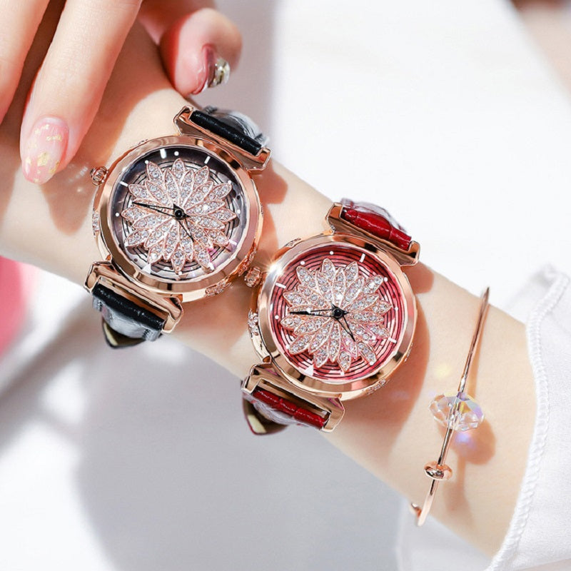 Rotatable Flower Dial Women's Watch