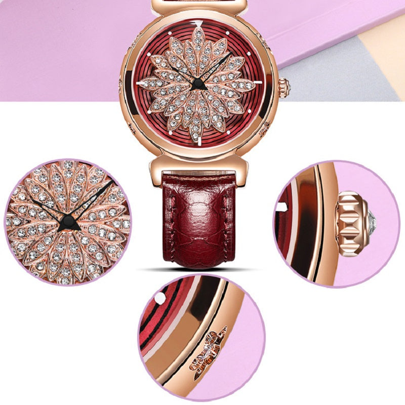 Rotatable Flower Dial Women's Watch