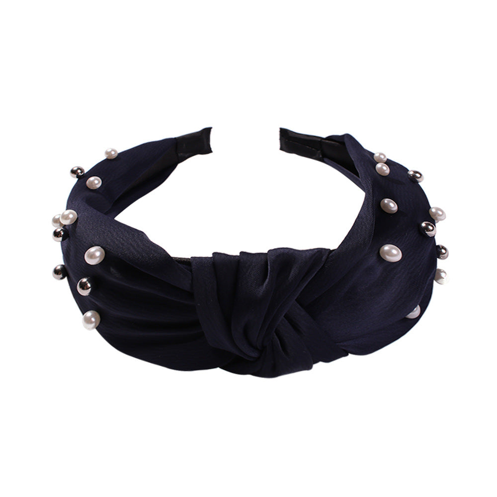 Wide-brimmed Bow Inlaid Imitation Pearl Headband