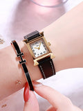 5 Pcs Set Casual Leather Strap Women's Watch