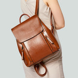 Fashion Retro Oil Wax Leather Backpack