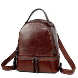 Retro Oil Wax Leather Women's Backpack