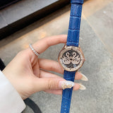 Little Swan Pattern Leather Strap Women's Watch