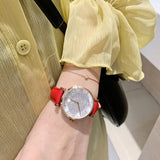 Full of Diamond Leather Strap Women's Watch