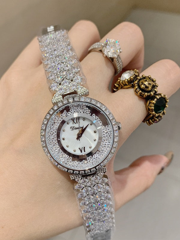 Women's Watch Classic Durable Crystal Quicksand Large Dial Diamond Strap elegant Watch