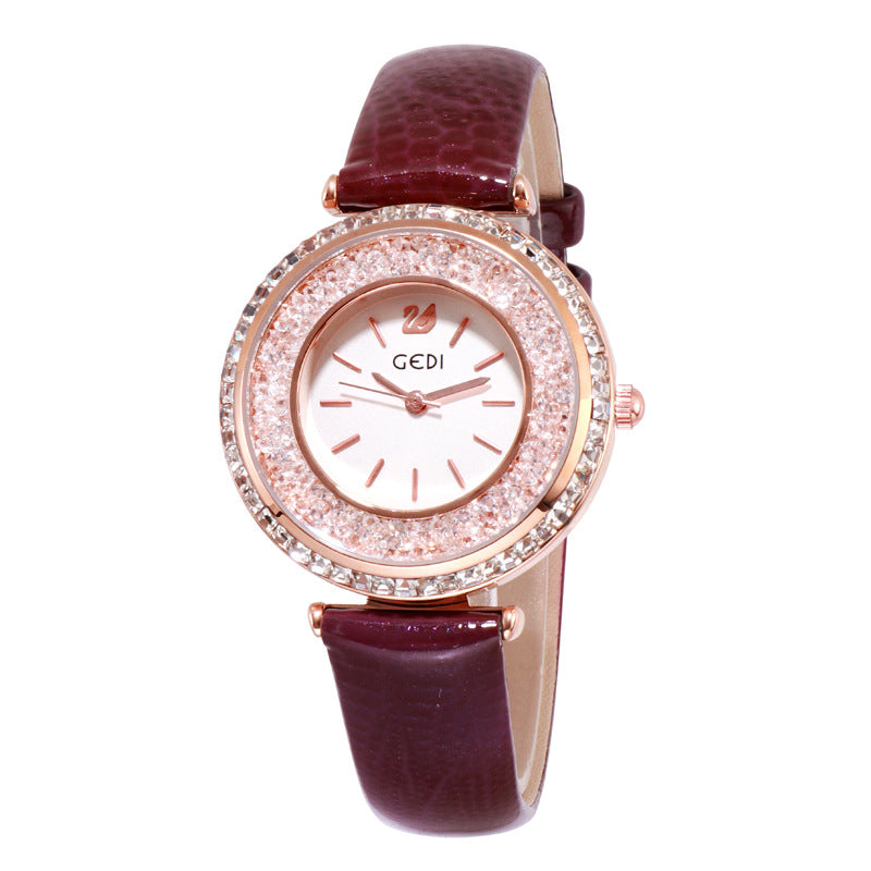 Personal Large Dial Leather Strap Women's Watch