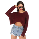 Irregular V-Collar Knitted Lumbar Sweater