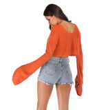 Loose Orange Long Sleeve Lumbar Sweater