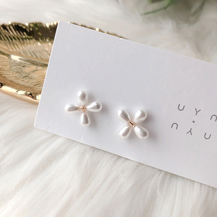 Simple and lovely super fairy flower Pearl Earrings