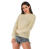 Solid Color Button Sweater
