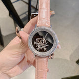 Women's Watch sword pattern black diamond large dial leather strap simple watch