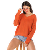Loose Orange Long Sleeve Lumbar Sweater