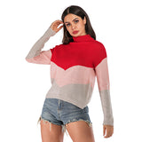 Round Neck Sweater Contrast Color Sweater