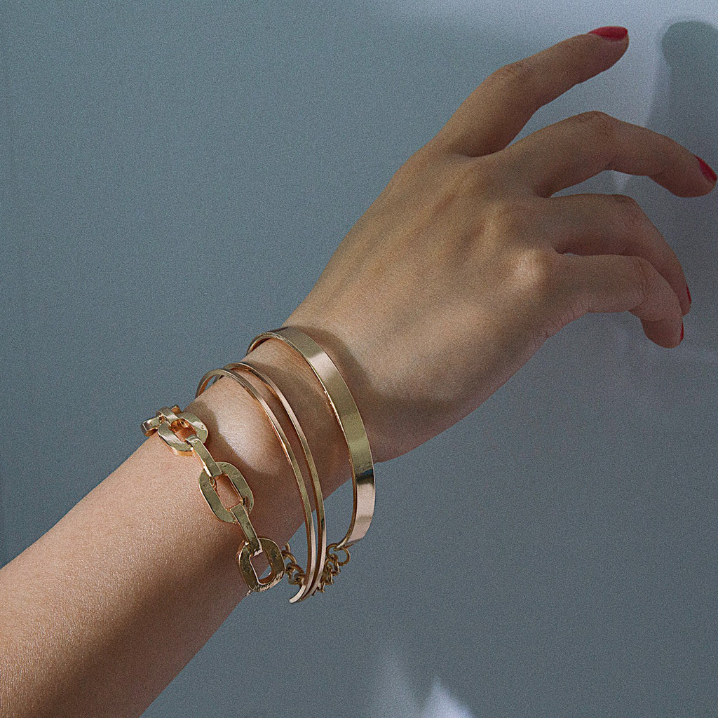 Metal geometric chain shape business wild ladies bracelet